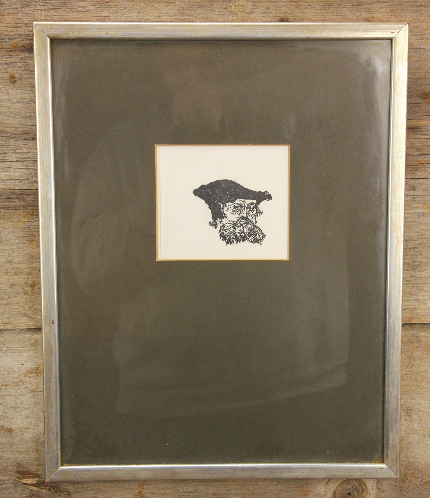 Framed Wood Engraving Titled "Bearded Man" by Gerlad G. Boyce - 11.75 x 14.75"