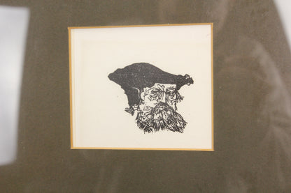 Framed Wood Engraving Titled "Bearded Man" by Gerlad G. Boyce - 11.75 x 14.75"