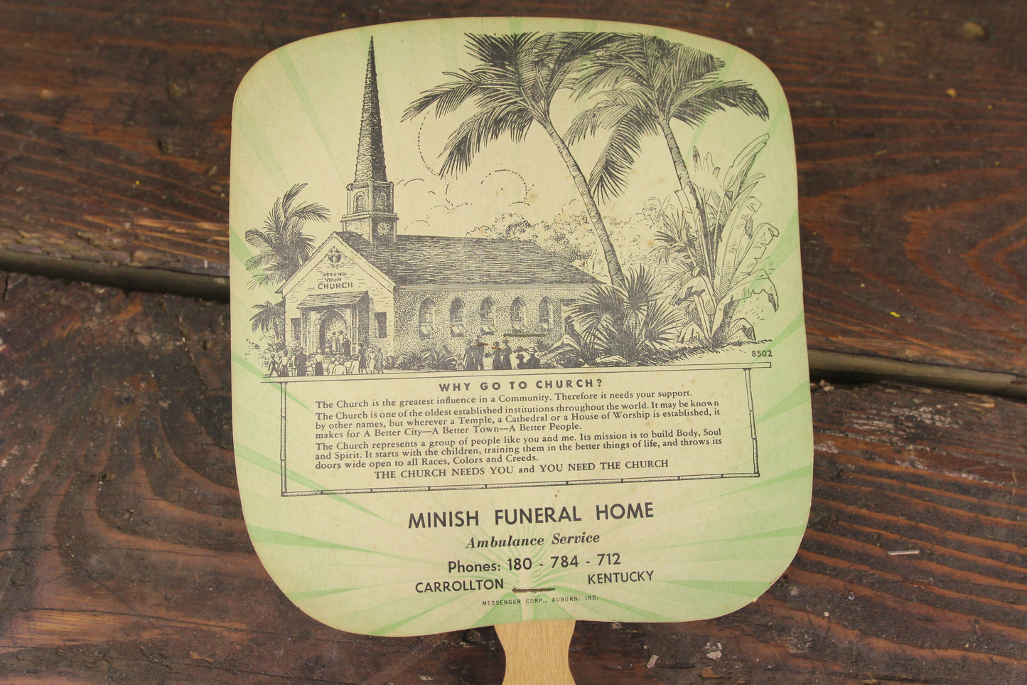 Minish Funeral Home, Carrollton, Kentucky Advertising Church Fan #1