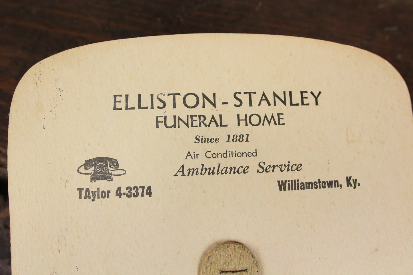 Elliston-Stanley Funeral Home, Williamstown, Kentucky Advertising Church Fan