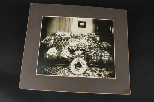 Antique Matted Funeral Flower Arrangement Photograph for Mother, Dated May 10th, 1913