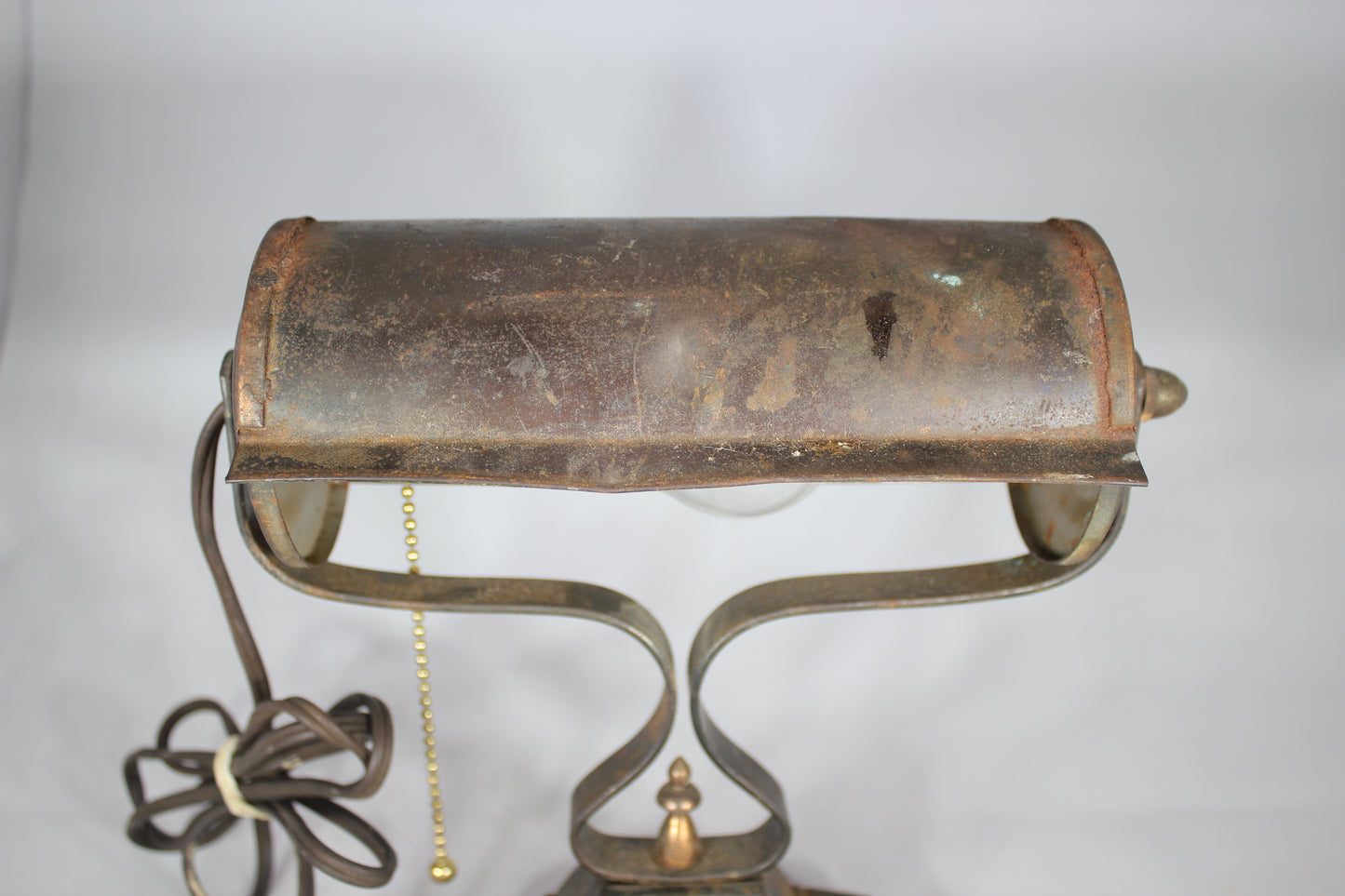 Antique Metal Desk Lamp with Cast Iron Art Deco Base