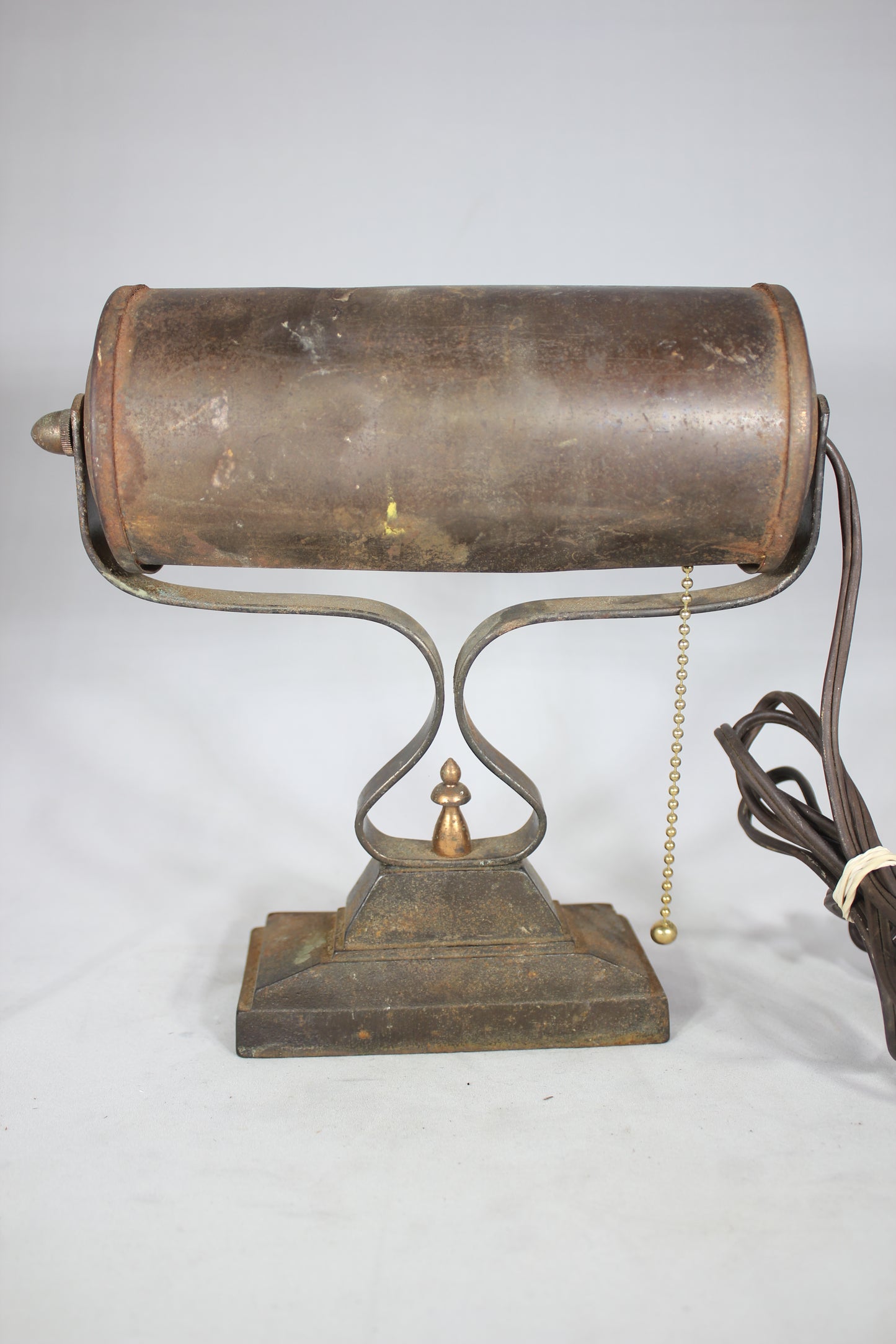 Antique Metal Desk Lamp with Cast Iron Art Deco Base