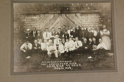 Matted Group Photograph of the Odd Fellows Excelsior 49 Lodge Outing & Clambake, August 31, 1919 #1