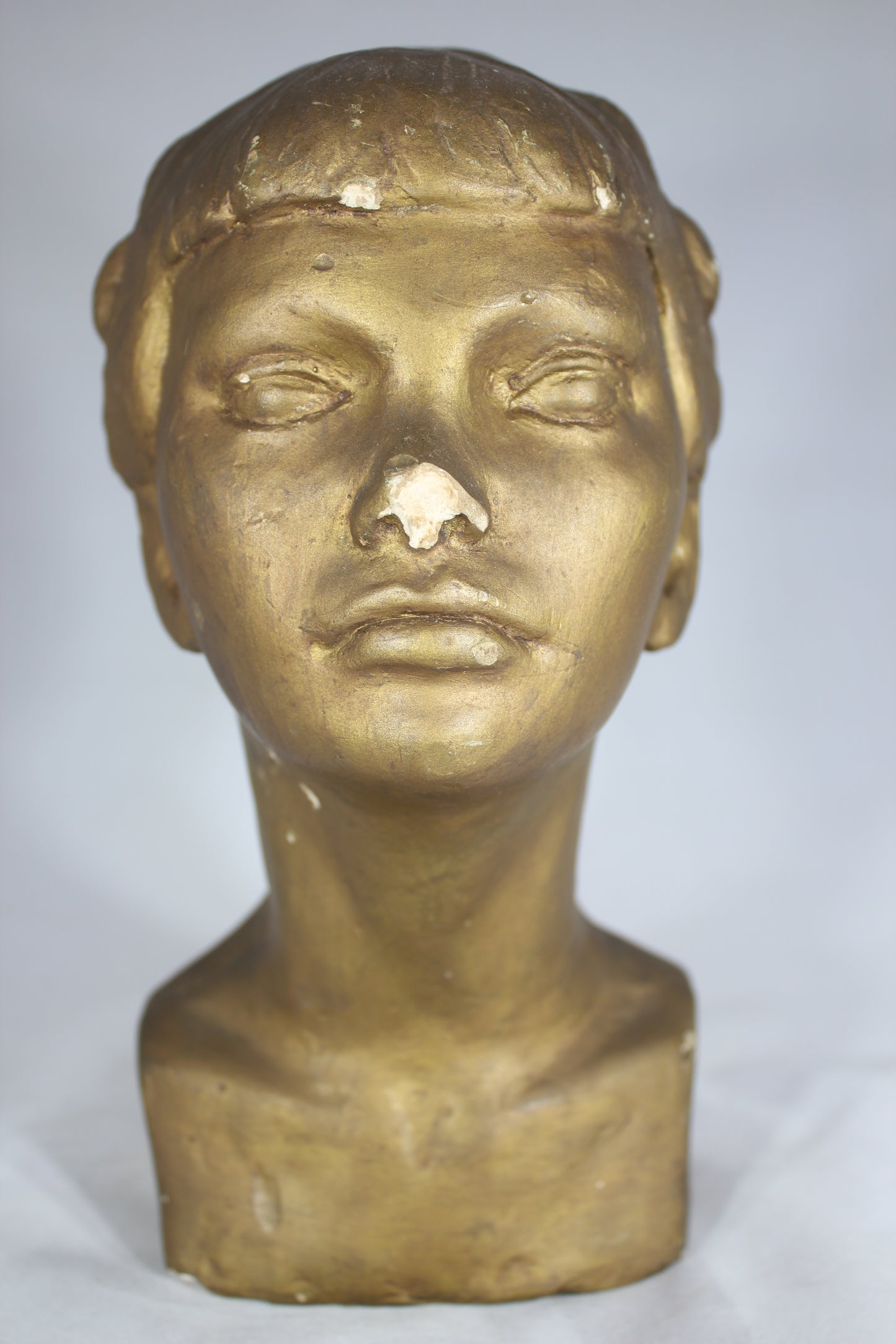 Gold Painted Plaster Bust of a Young Ballerina Girl