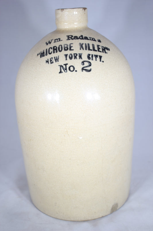 Wm. Radam's Microbe Killer No. 2 Antique Stoneware Jug Bottle, New York City