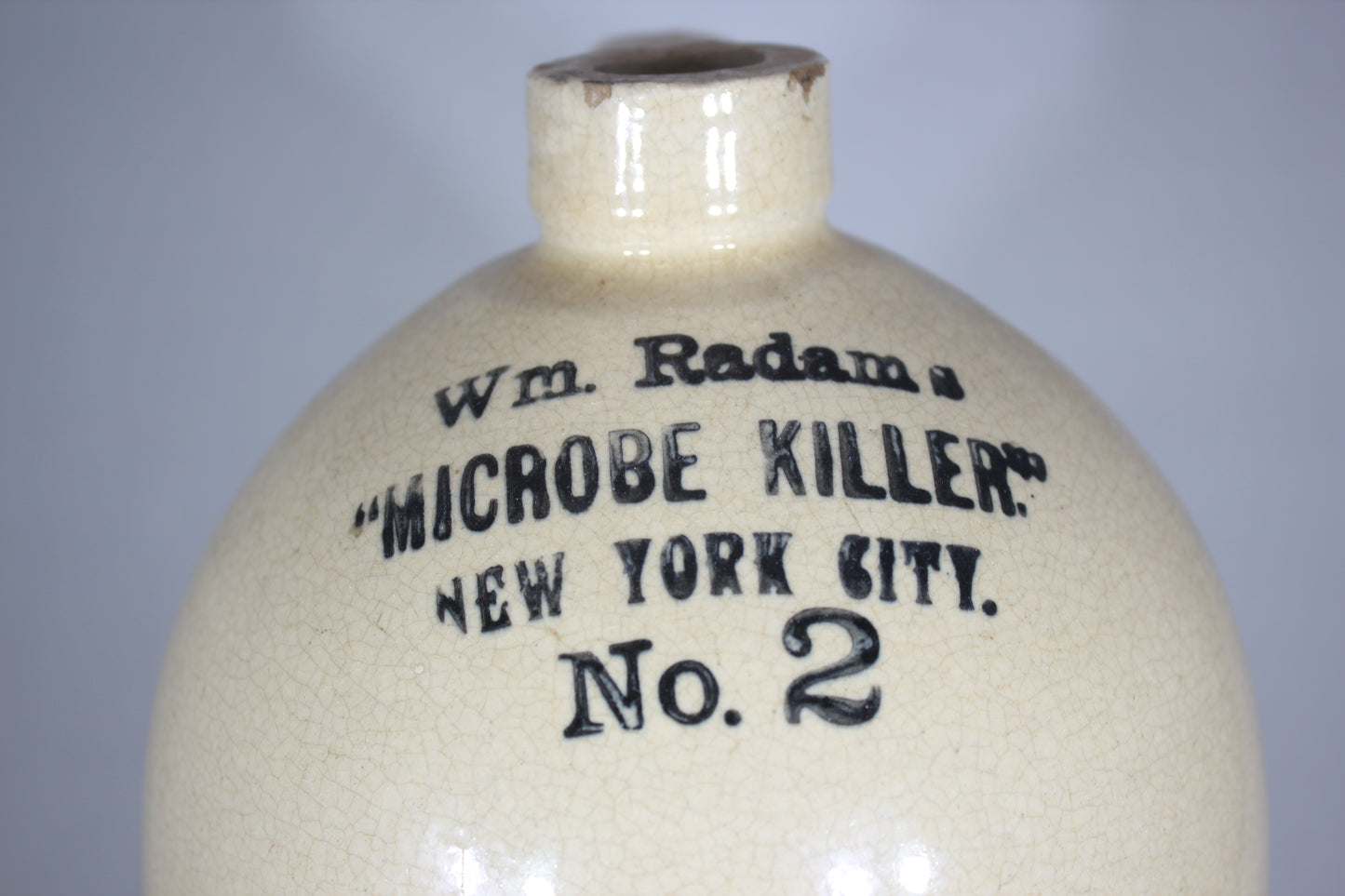 Wm. Radam's Microbe Killer No. 2 Antique Stoneware Jug Bottle, New York City
