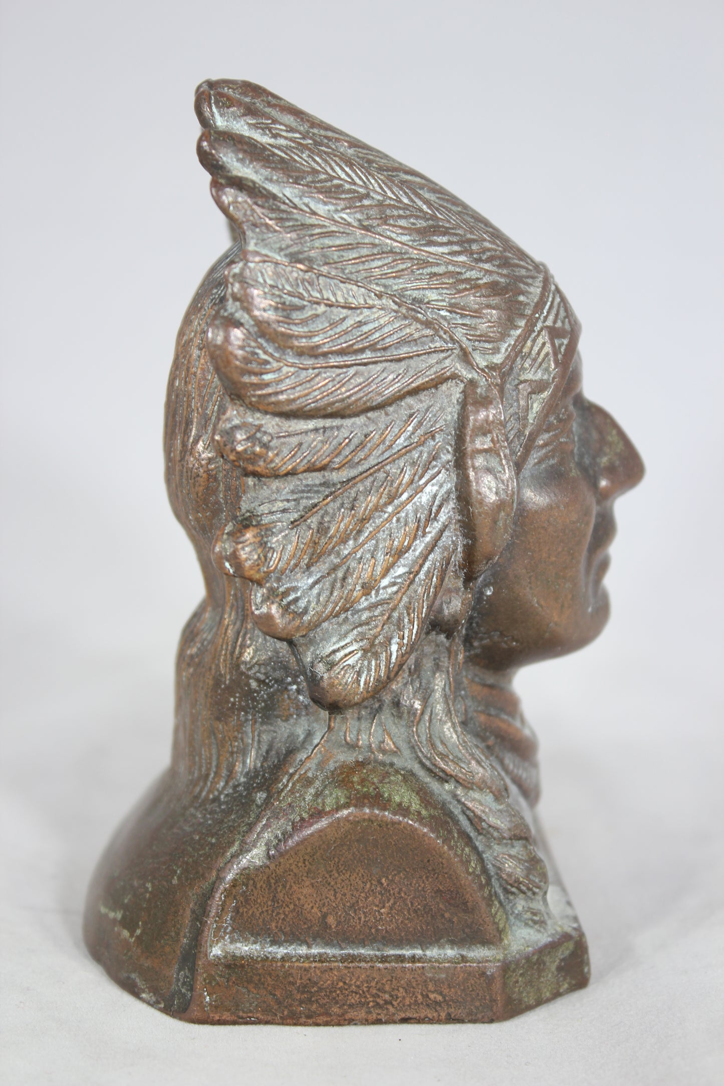 Bronzed Metal Native American Indian Chief Coin Bank