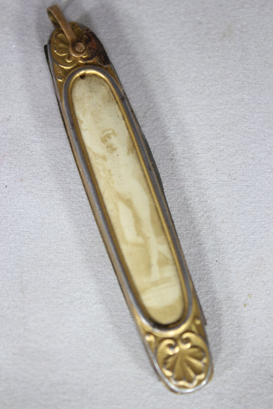 Antique Pocket Knife with an Image of a Nude Woman, 1920s