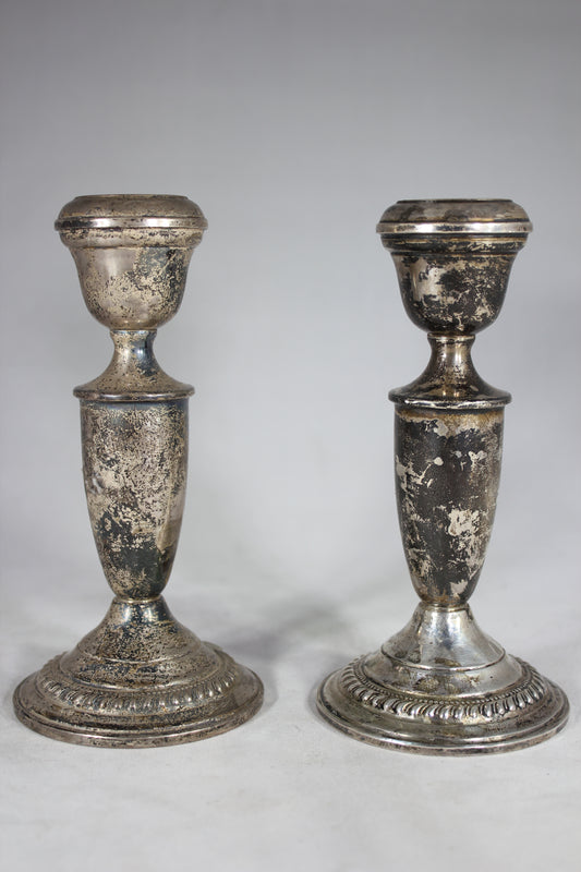 Pair of Weighted Sterling Silver Arrowsmith 6" Candlesticks