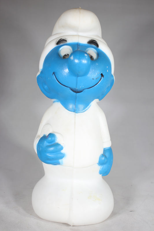 Blow Mold Smurf Coin Bank No. 25, Signed A.J. Renzi, Copyright Peyo 1982, 11"