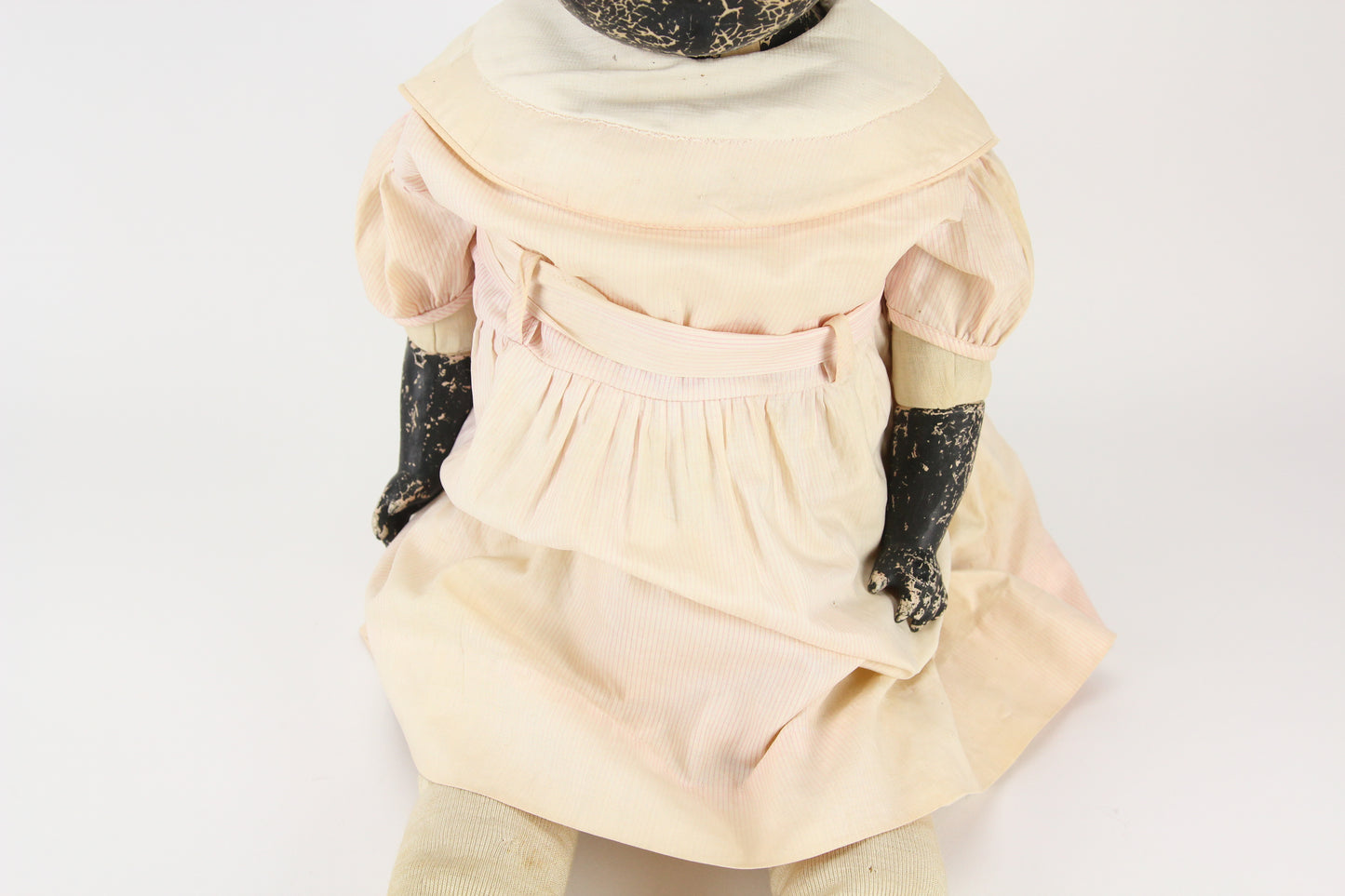 Antique Composition Black Baby Doll with Cloth Body and Vanta Clothes, 28"