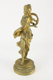 Antique Gold-Toned Pot Metal Clock Topper Statue of Goddess with an Ewer