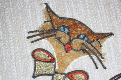 Mid-Century Cat with Fish Tank Wall Hanging, 9.5x18"