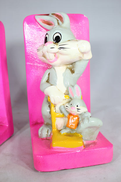 Warner Bros. Bugs Bunny Plaster Bookends by Holiday Fair, 1970