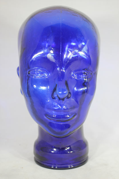 Cobalt Blue Glass Vintage Mannequin Head Hat Display
