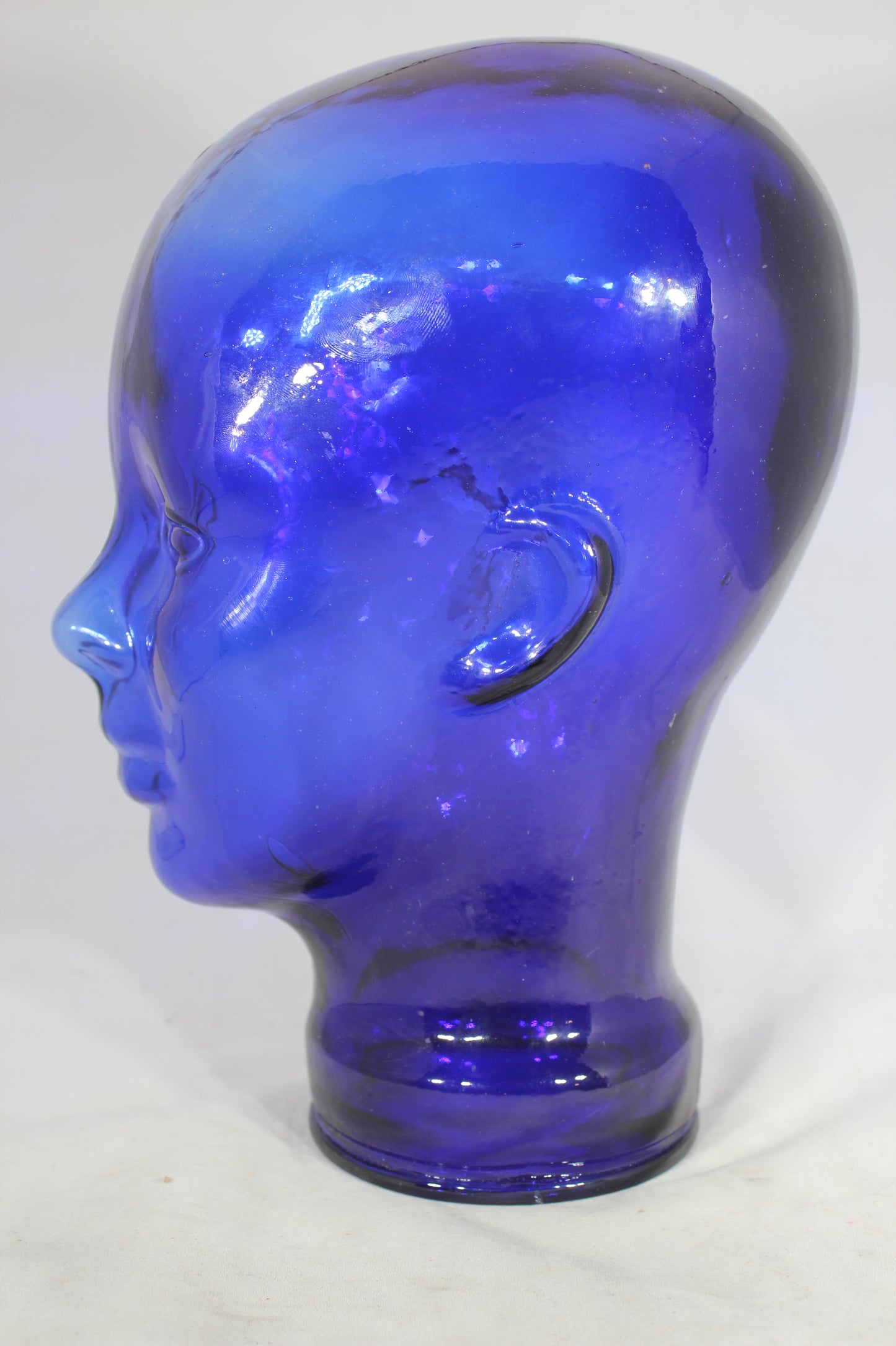 Cobalt Blue Glass Vintage Mannequin Head Hat Display