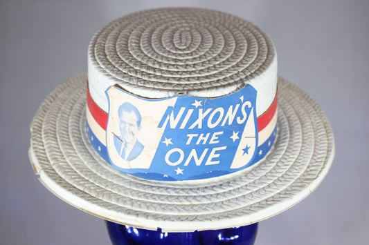 Nixon's the One - Vintage Richard Nixon Plastic Campaign Hat, 1968