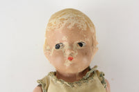 Composition Baby Girl Doll with Painted Blonde Hair and Silky Dress, 10"