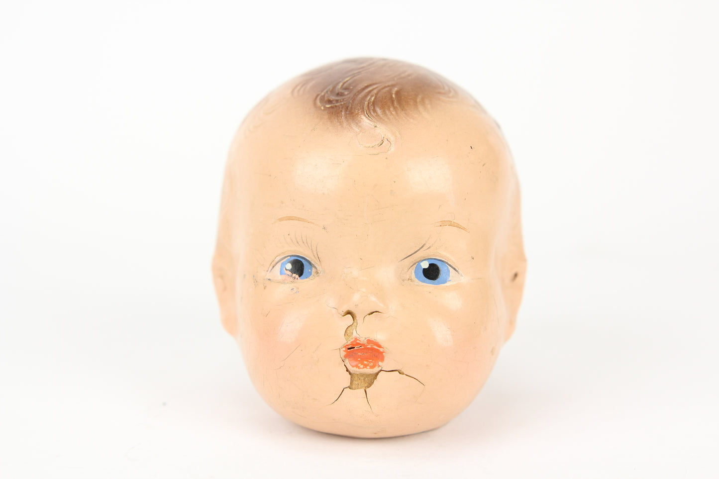 Composition Baby Boy Doll Head with Blue Eyes