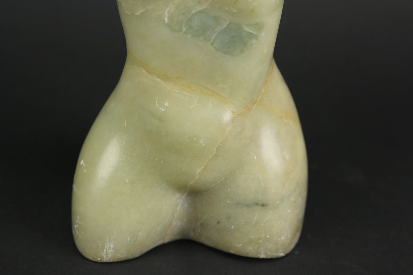 Carved Green Alabaster Stone Nude Woman Sculpture, Signed by Artist Edward Donawa, 1979