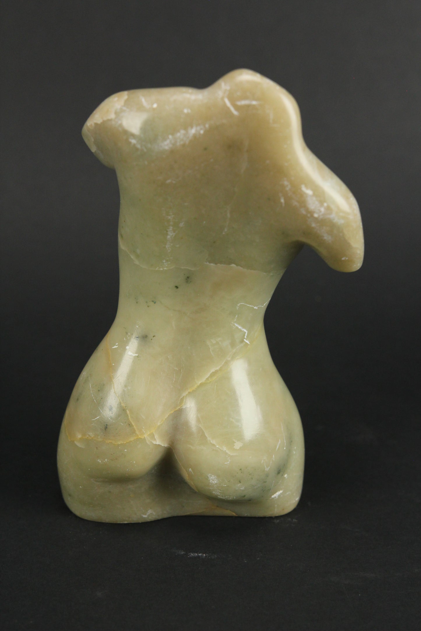 Carved Green Alabaster Stone Nude Woman Sculpture, Signed by Artist Edward Donawa, 1979