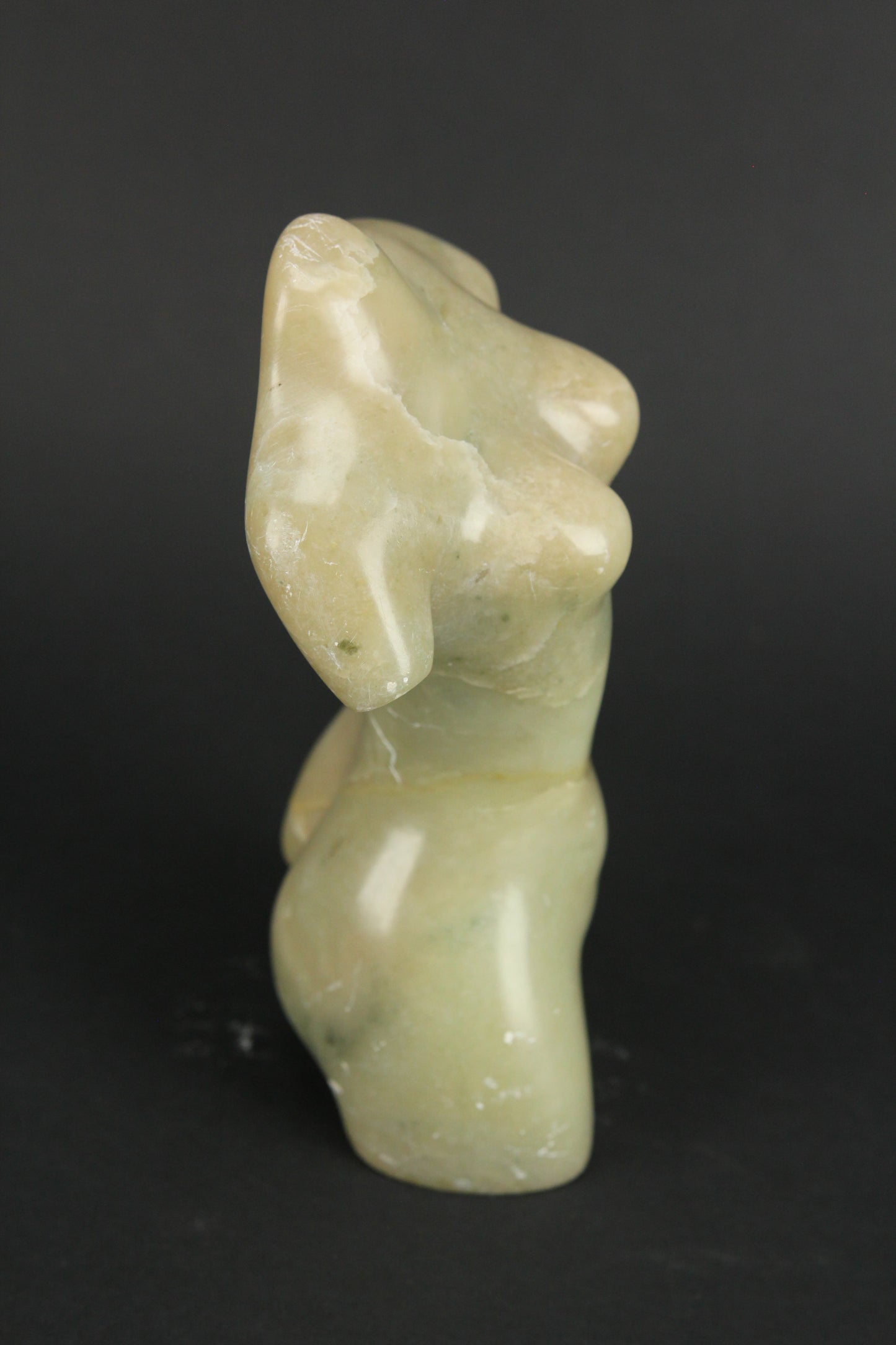 Carved Green Alabaster Stone Nude Woman Sculpture, Signed by Artist Edward Donawa, 1979