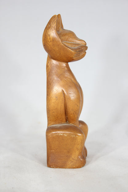 Mid-Century Teak Siamese Cat Statue, 6"