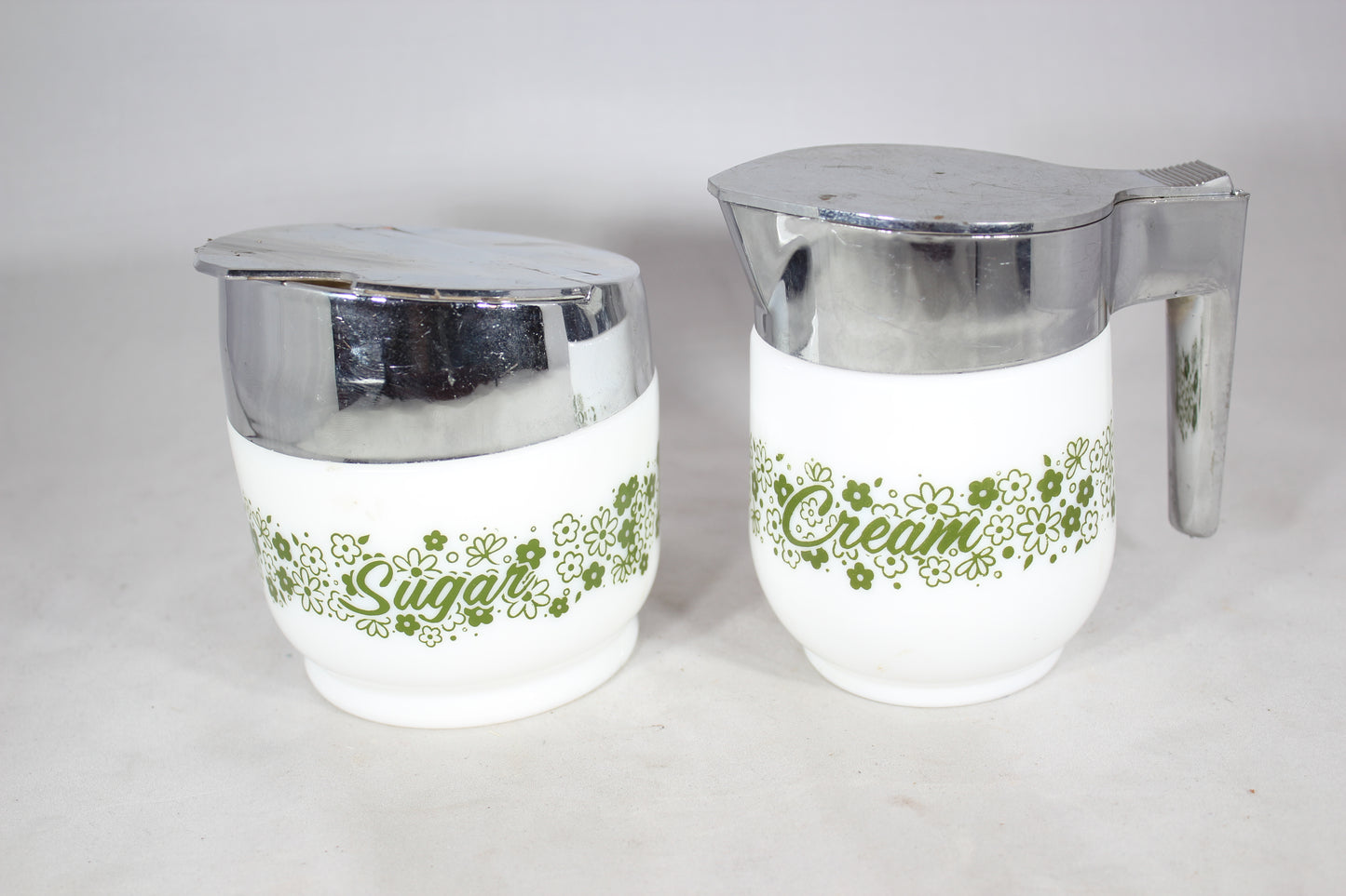 Matching Gemco Milk Glass Sugar Bowl and Creamer with Daisy Pattern