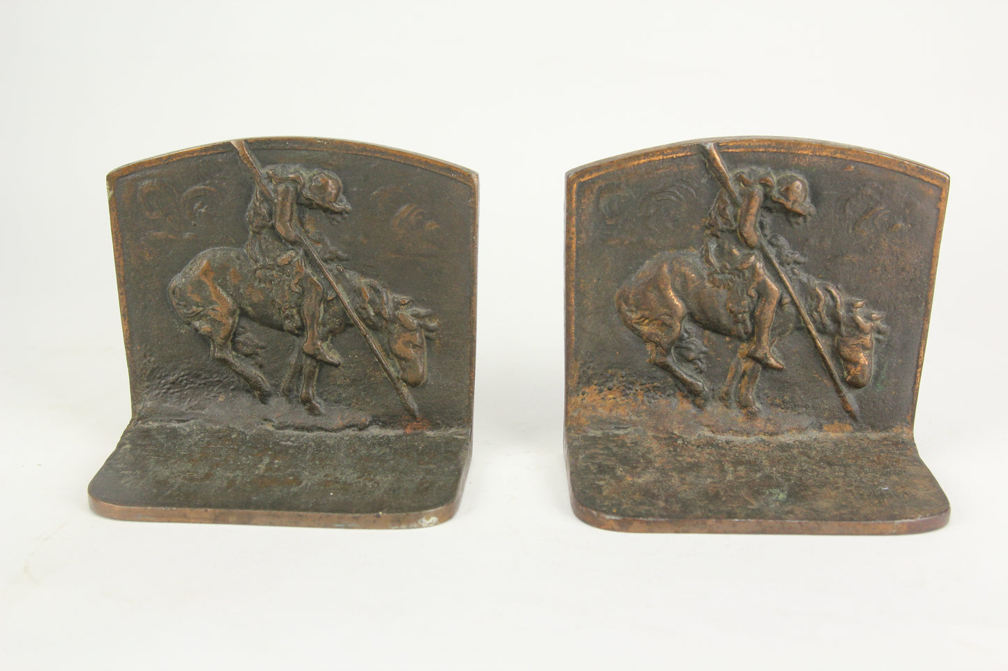 James Earle Fraser's "End of the Trail" Cast Iron Native American Indian Bookends, Pair