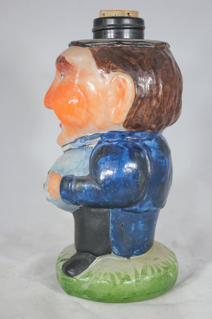 Hand Painted Glass Character Bottle with Jolly Man