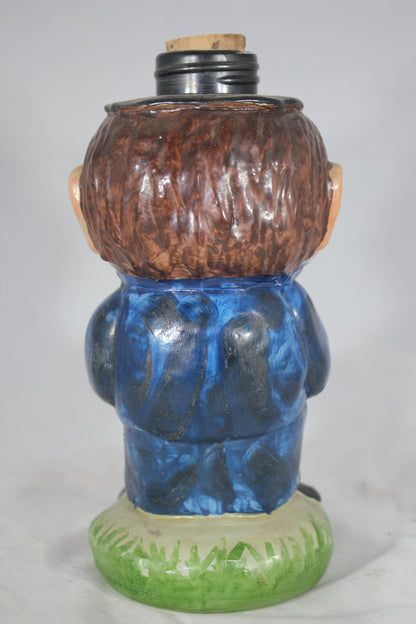 Hand Painted Glass Character Bottle with Jolly Man
