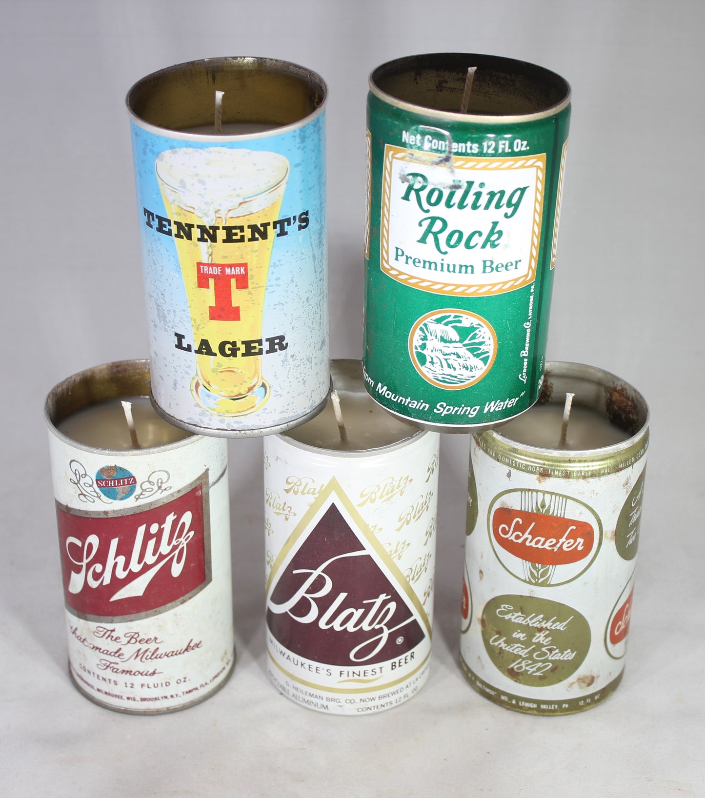 Vintage Beer Can Candles - Blatz, Schlitz, Rolling Rock, & More!