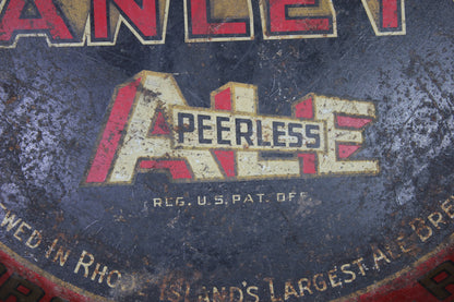 Hanley's Peerless Ale Bulldog Tin Litho Beer Tray, Providence, R.I., 12"