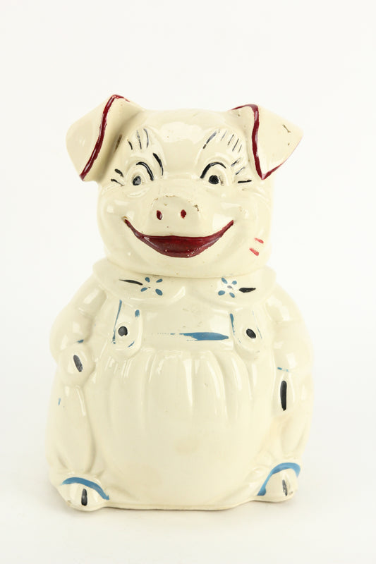 Vintage 1940s APCO American Pottery Pig Ceramic Cookie Jar, 11"