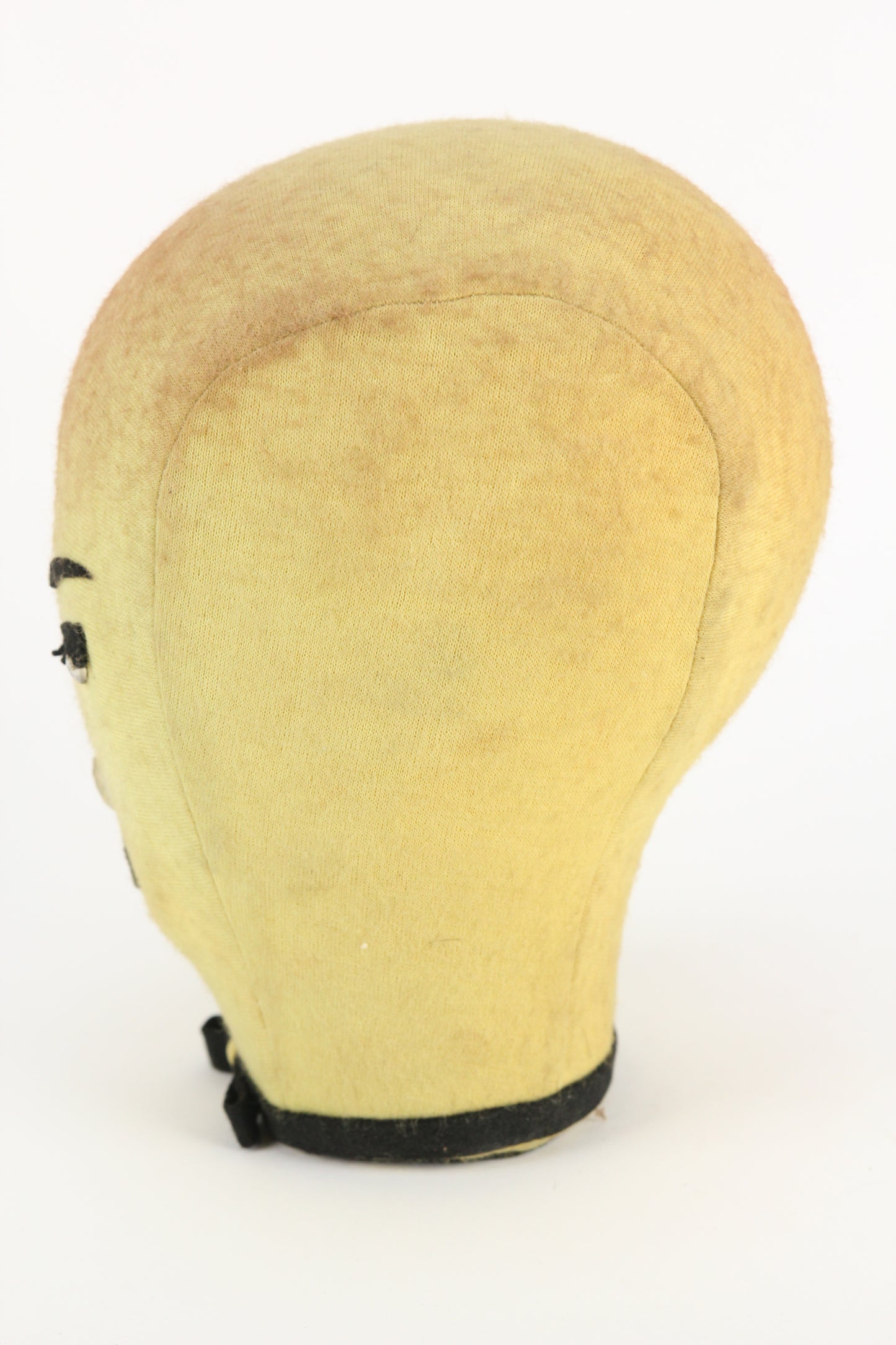 Yellow Felt Covered Foam Vintage Mannequin Head Hat Display