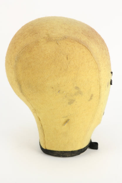 Yellow Felt Covered Foam Vintage Mannequin Head Hat Display