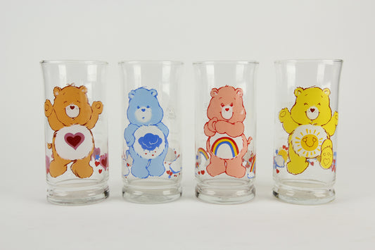 Limited Edition Care Bears Pizza Hut Collector's Series Glass Cups, Set of 4, 1983