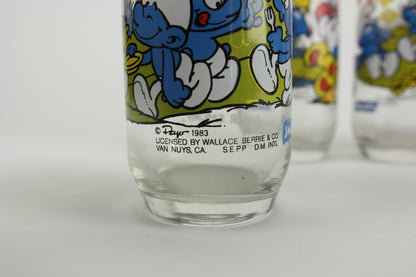 Officially Licensed Smurfs Collector's Glass Cups, by Peyo, Set of 4, 1983