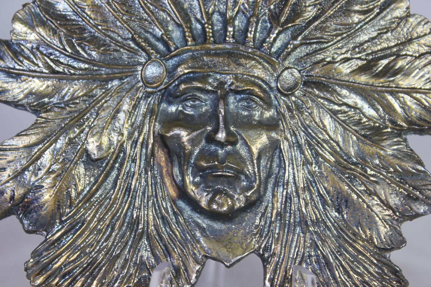 Solid Brass Native American Indian Chief Belt Buckle by Wyoming Studio Art Works