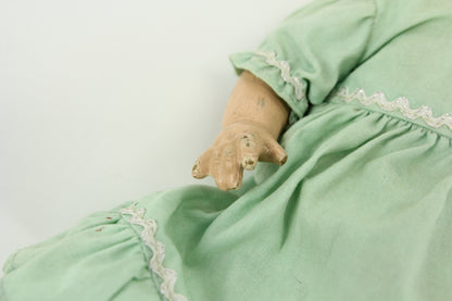 Early Effanbee "Patsy" Composition Doll with Green Dress and Undergarments, 13"