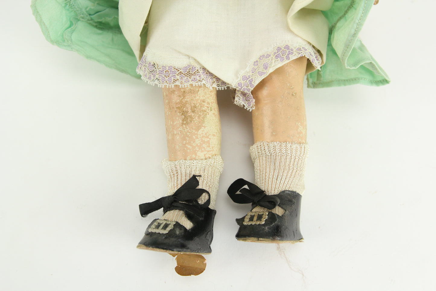 Early Effanbee "Patsy" Composition Doll with Green Dress and Undergarments, 13"