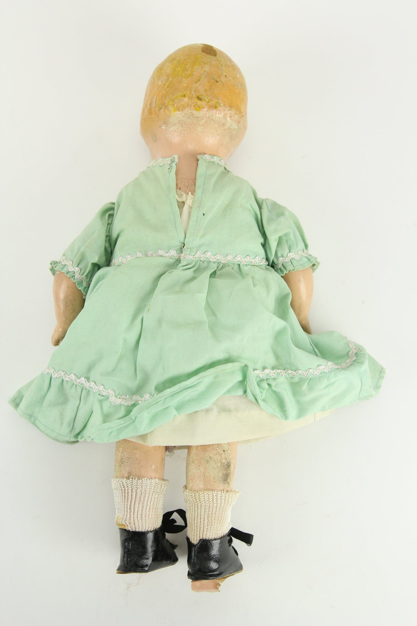 Early Effanbee "Patsy" Composition Doll with Green Dress and Undergarments, 13"