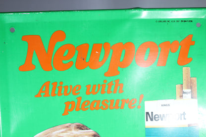 Newport Cigarettes "Alive with Pleasure!" Tin Advertising Sign, 1987