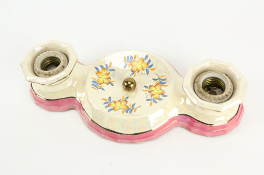 Vintage Japanese Lusterware Porcelain Wall or Ceiling Mount Lighting Fixture