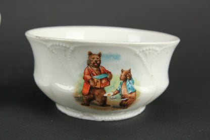 Porcelain Creamer and Sugar Bowl Set with Playful Bears Motif