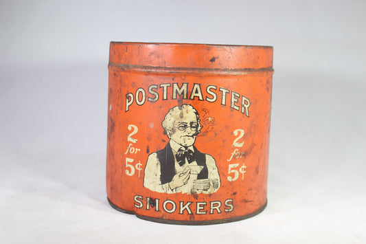 Postmaster Smokers Cigar Tobacco Tin Can