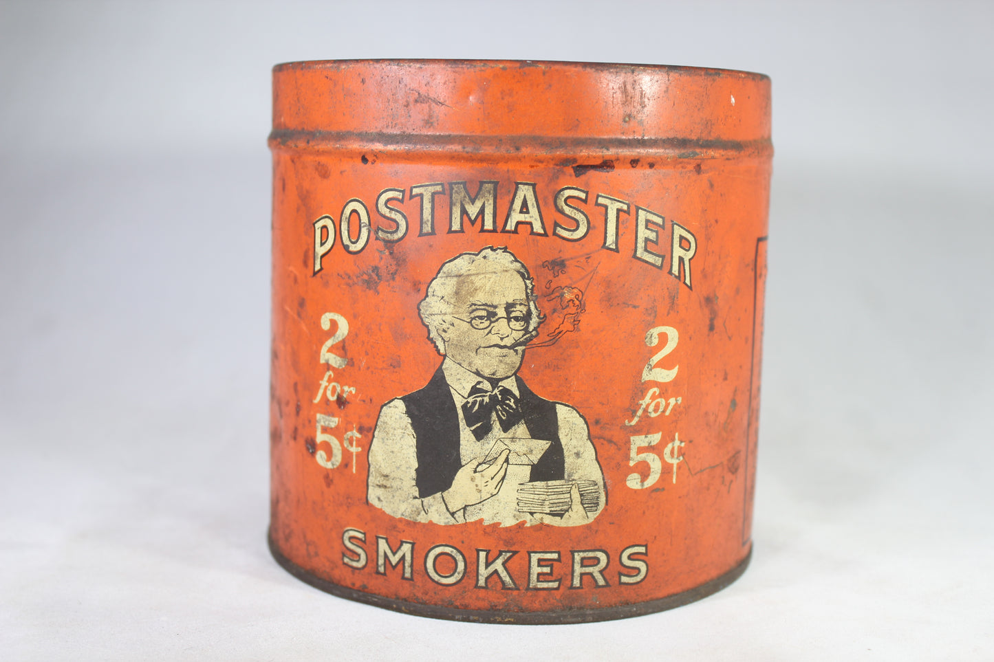 Postmaster Smokers Cigar Tobacco Tin Can