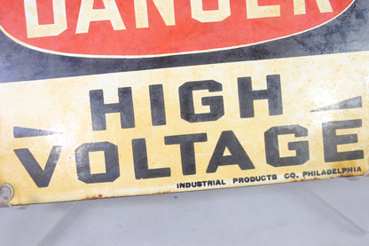 Antique "Danger High Voltage" Porcelain Safety Sign by Industrial Products Co.