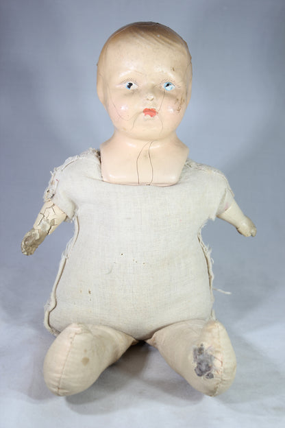 Antique Composition Doll with Cloth Body, 16"